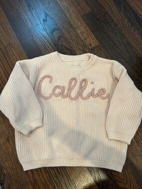 Callie Embroidered Cream Knit Sweater